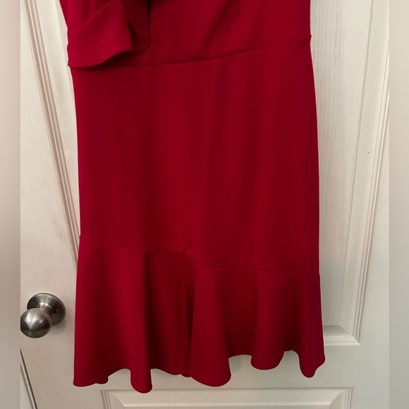 Amanda Uprichard Red Ruffle One Shoulder Mini Dress - Picture 2 of 10